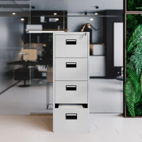 Fém irattartó szekrény, 4 fiókos SARA V4, 460 x 1320 x 620 mm, szürke