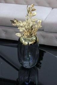 Szürke üveg váza arany peremmel 25cm