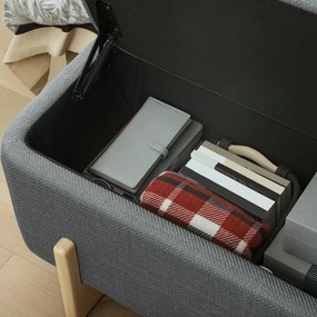 HOMCOM Puff tárolóval, pad habpárnával, vászonutánzat, 111 x 44 x 44,5 cm, sötétszürke