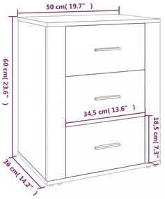 füstös tölgy színű szerelt fa éjjeliszekrény 50 x 36 x 60 cm