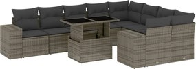 vidaXL 10 részes szürke polyrattan kerti ülőgarnitúra párnákkal