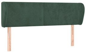 sötétzöld bársony fejtámla szárnyakkal 147x23x78/88 cm