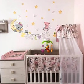INSPIO Gyerekszoba falmatrica - Névre szóló állatkás falmatrica lányoknak