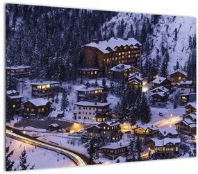 Kép - téli hegyi város (70x50 cm)