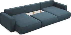 Kék kinyitható-tárolóhelyes (U alakú) sarokkanapé Kapua – Makamii