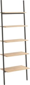 vidaXL 5 szintes világosbarna és fekete létrapolc 64 x 34 x 185,5 cm