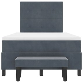 Box Spring Ágy Matraccal &amp; Pad Sötétszürke 120x190 cm Bársony