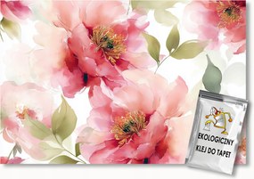 Fotótapéta Flizelina Akvarell Virágok Csokor Bazsarózsa Peonie 100x75 ragasztó