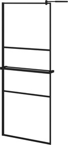 vidaXL fekete ESG üveg és alumínium zuhanyfal polccal 80 x 195 cm