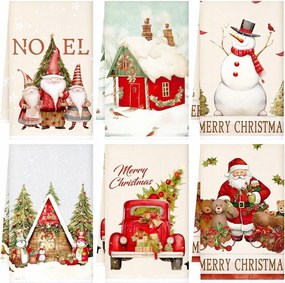 Törölköző, karácsonyi törlőkendő, 6 db nagy 60 x 40 cm