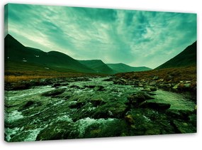 Gario Vászonkép Rohanó folyó zöldben Méret: 60 x 40 cm