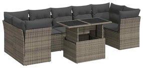 8 részes szürke polyrattan kerti ülőgarnitúra párnákkal