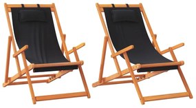 2 db összecsukható fekete szövet strandszék