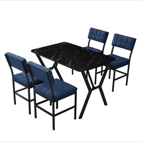 Dubai étkezőgarnitúra, tengerészkék-fekete, 110 cm