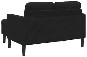 fekete bársony 2 üléses kanapé L-alakú kanapéval 125 cm
