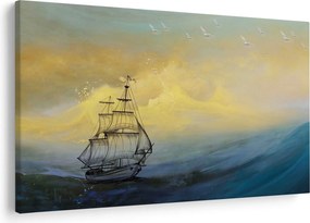 Kép - Egy hajó festménye a tengeren (90x60 cm)