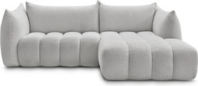 Világosszürke buklé sarokkanapé (jobb oldali-heverő résszel) Azra – Bobochic Paris