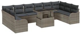 11 Darabos Kertibútor Szett Párnákkal Szürke Polyrattan