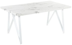 Fehér márványhatású étkezőasztal 160 x 90 cm GRIEGER Beliani