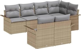 vidaXL Kerti Kanapé Szett párnával tárolóval 7 pcs Bézs Poli rattan