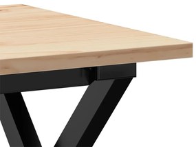 tömör fenyőfa és öntöttvas dohányzóasztal X-vázzal 50x50x35 cm