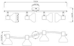 GLOBO 54921-4 - Spotlámpa LOTHAR 4xE14/40W/230V