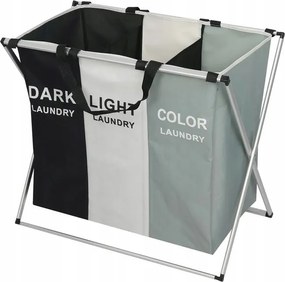 Mosókosár, szennyestartó 3 rekesszel, szortírozó 140L összecsukható nagy