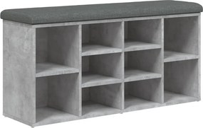vidaXL betonszürke szerelt fa cipőtároló pad 102 x 32 x 50 cm
