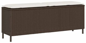 barna polyrattan kerti pad párnával 110x30x40,5 cm