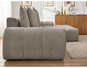 Szürkésbarna zsenília kinyitható-tárolóhelyes sarokkanapé (jobb oldali-heverő résszel) Everest – Bobochic Paris