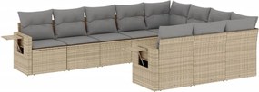 vidaXL 10 részes bézs polyrattan kerti ülőgarnitúra párnával