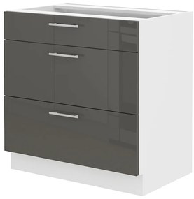 Alsó konyhaszekrény Lavera 80 D 3S BB (fehér + fényes szürke). 1032423