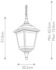 Elstead KERRY-CHAIN - Kültéri csillár KERRY 1xE27/100W/230V IP44