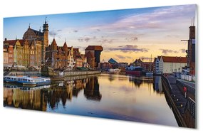 Üvegképek Port of Gdansk folyó napkelte 100x50 cm