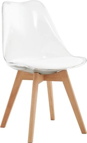 Szék, átlátszó, akril/ekobőr/bükk, BALI 2 NEW