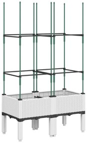 fehér polipropilén rácsos kerti ültetőláda 80 x 40 x 142,5 cm