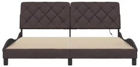 sötétbarna szövet ágykeret LED-es matrac nélkül 180 x 200 cm