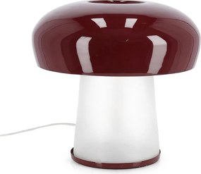 Borvörös fém asztali lámpa üveg búrával (magasság 35 cm) Clevely – Bizzotto