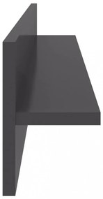 4 db magasfényű szürke szerelt fa fali polc 80 x 11,5 x 18 cm