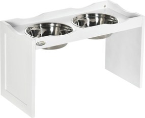 PawHut Emelt Etető Tál, Emelt Peremű Etető Tál, 2 x 2L Kivehető Rozsdamentes Acél Kutyatál, Nagy Kutyák Számára, Etető Állomás, Fehér | Aosom