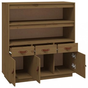 mézbarna tömör fenyőfa magasszekrény 100 x 40 x 108,5 cm