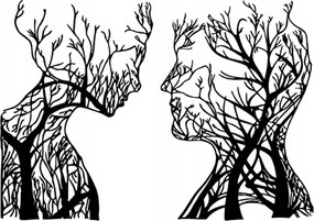 Áttört 3D kép Fejek fákból 80x50 cm fekete fali dekoráció panelek