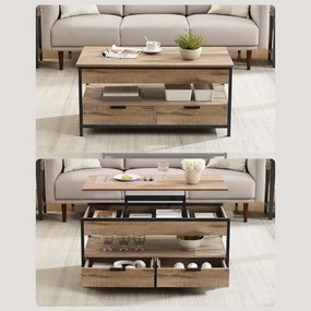 GASPAR állítható magasságú konferencia asztal, 50x100x(48-63)cm, tevebarna/fekete Vasagle