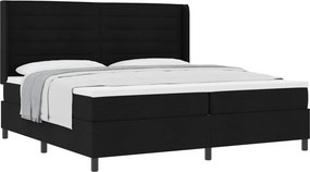 vidaXL Boxrugós ágy matracmal fejtámlával Fekete 200 x 200 cm szövet