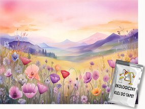 Fotótapéta Flizelina Tájkép Dombok Rét Pipacsok Virágok 400x280 ragasztó