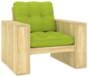 vidaXL impregnált fenyőfa kerti szék élénkzöld párnákkal