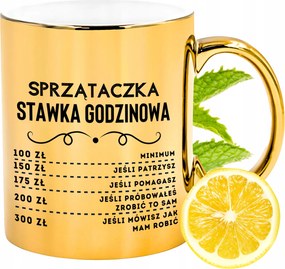 Prémium Arany Csillogó Bögre Takarítónőnek Ajándék Nyomtatott Fotóval