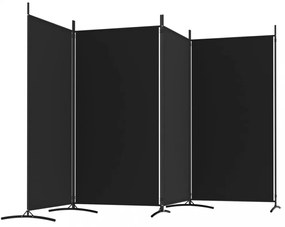 4 paneles fekete szövet térelválasztó 346x180 cm