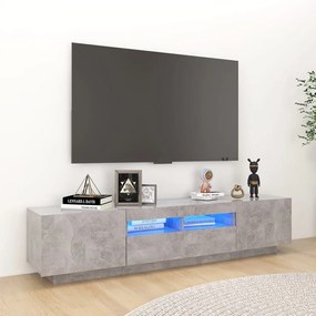 Betonszürke TV-szekrény LED-lámpákkal 180 x 35 x 40 cm