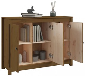 mézbarna tömör fenyőfa tálalószekrény 100 x 35 x 74 cm